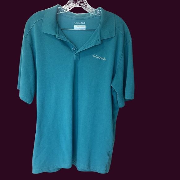 Columbia Omni-Wick Collared Polo Short Sleeve Shirt Blue-Green Size Large - Picture 8 of 8